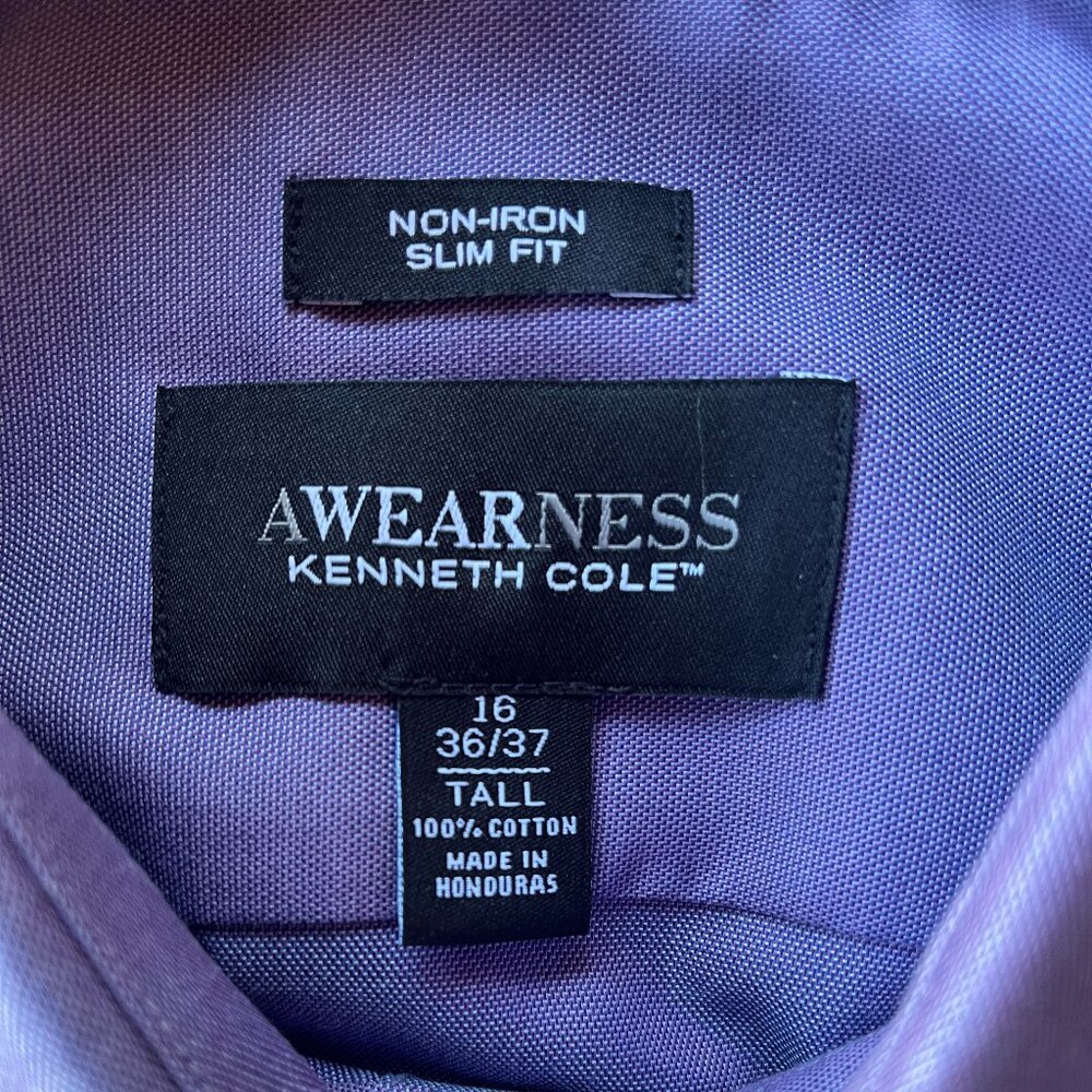 Kenneth Cole Awearness Men's Dress Shirt - blue Size 16 Slim Fit - Picture 8 of 8